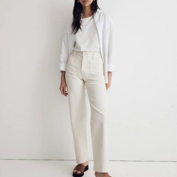 NEW Madewell The Perfect Vintage Wide Leg High Waisted Jean Patch Pocket Ecru - Picture 3 of 10